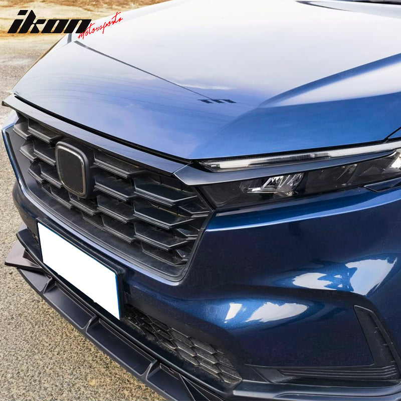IKON MOTORSPORTS, Front Grille Trims Compatible With 2023-2024 Honda CR-V All Models, OE Style Painted Gloss Black ABS Bonnet Headlight Molding Trim 3PCS