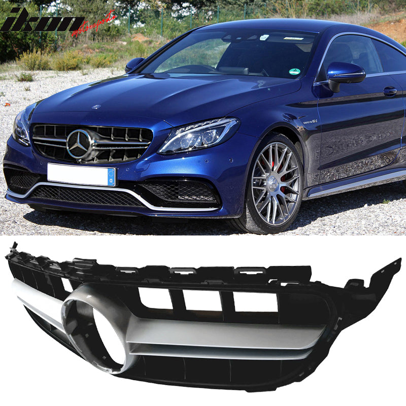 2015-2018 Benz W205 C-Class Vertical AMG Style Silver Front Grille