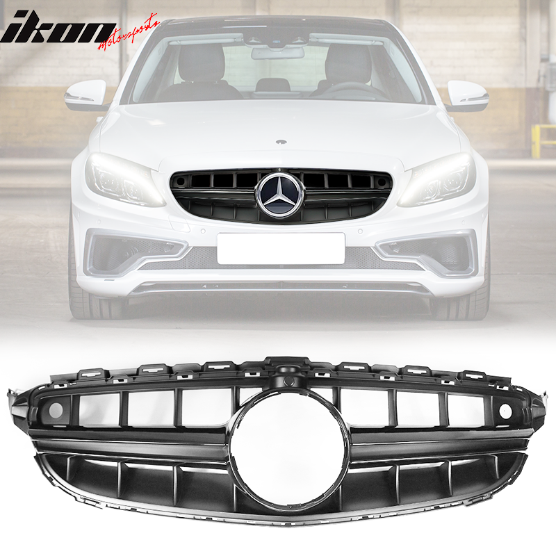 2015-2018 Mercedes-Benz W205 Vertical Black Front Grille W Camera Hole