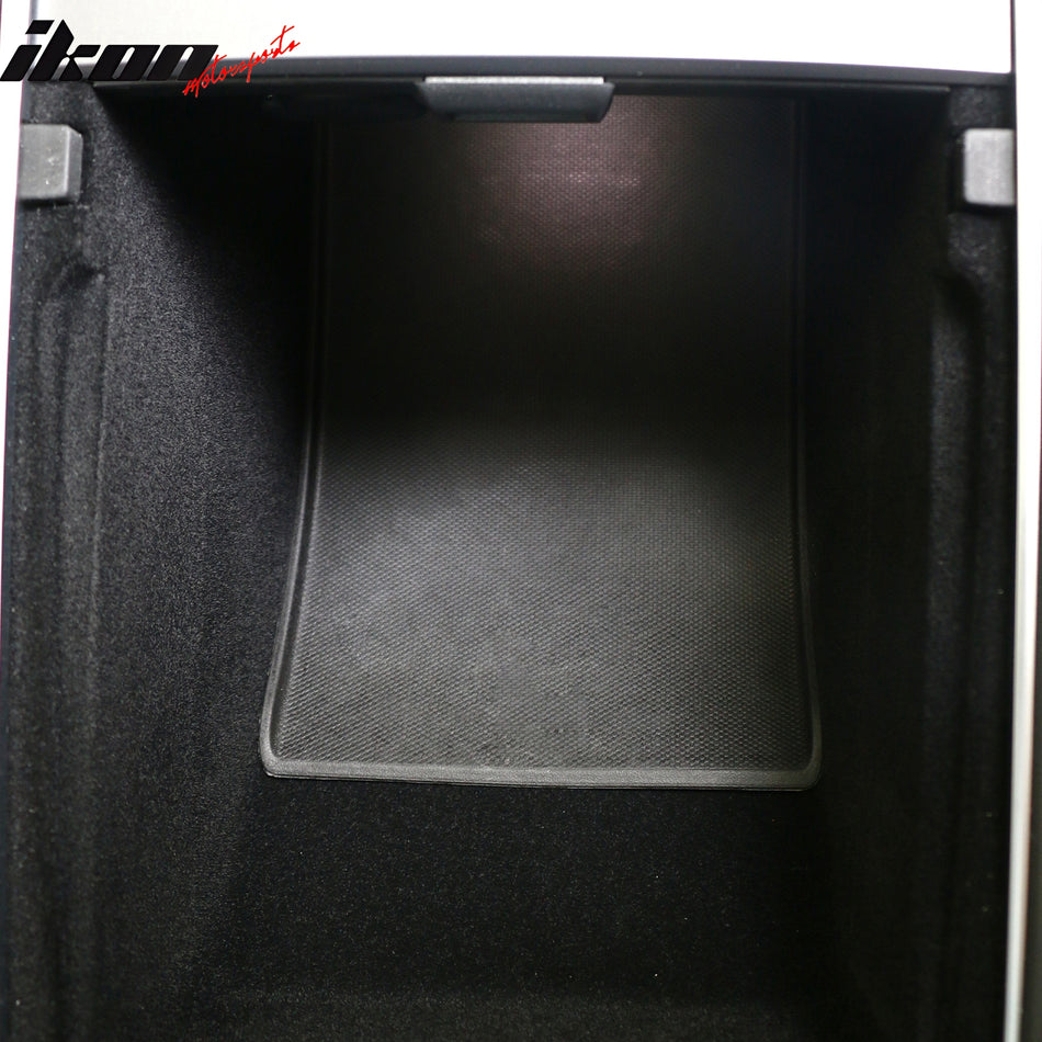 IKON MOTORSPORTS, Storage Box Mat Compatible With 2017-2023 Tesla Model 3 & 2020-2023 Model Y, Injection TPE Black Center Console Armrest Organizer Storage Box Mat Accessory