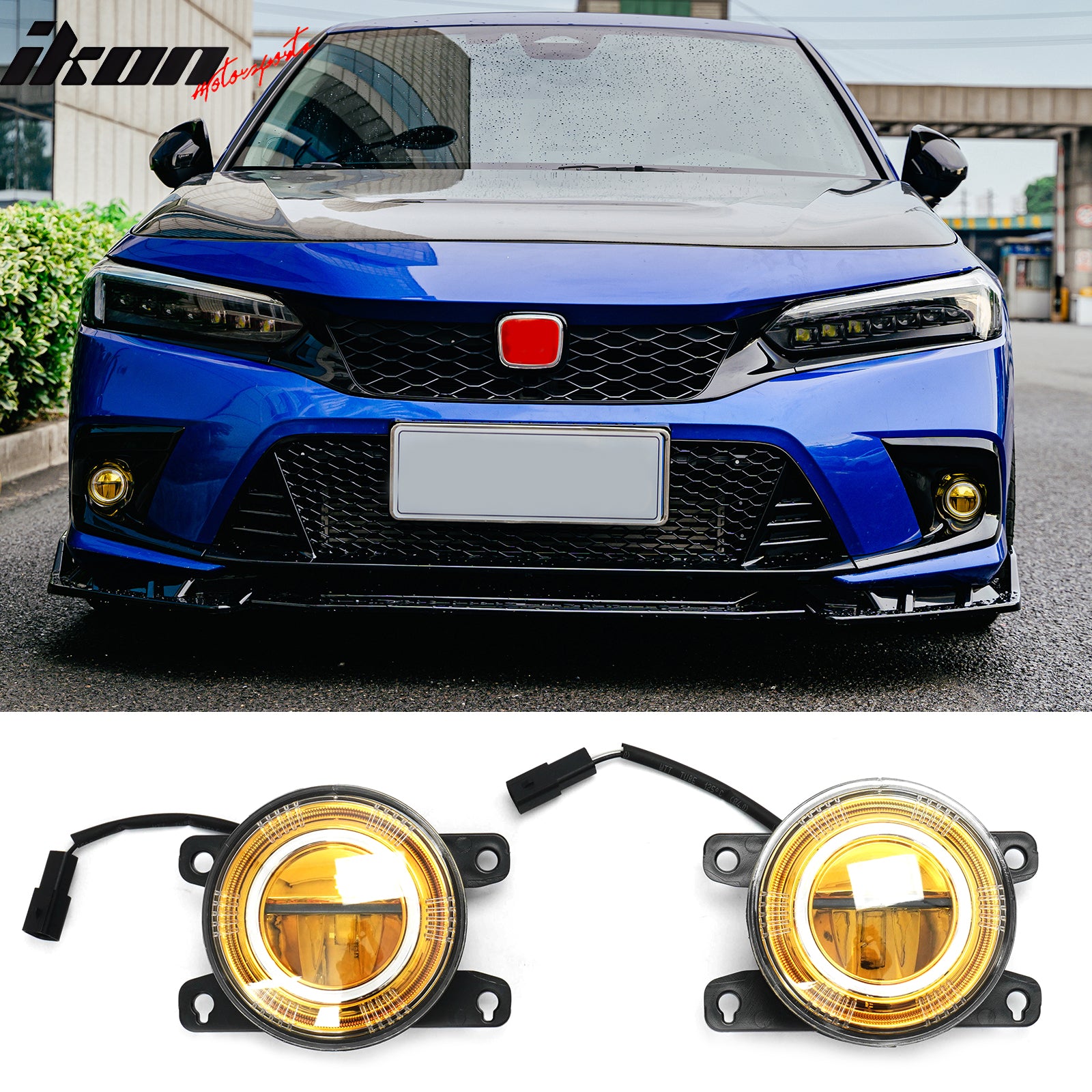 Car Lights for 2016-2024 Honda Civic | Yellow Lens LED Pair – Ikon