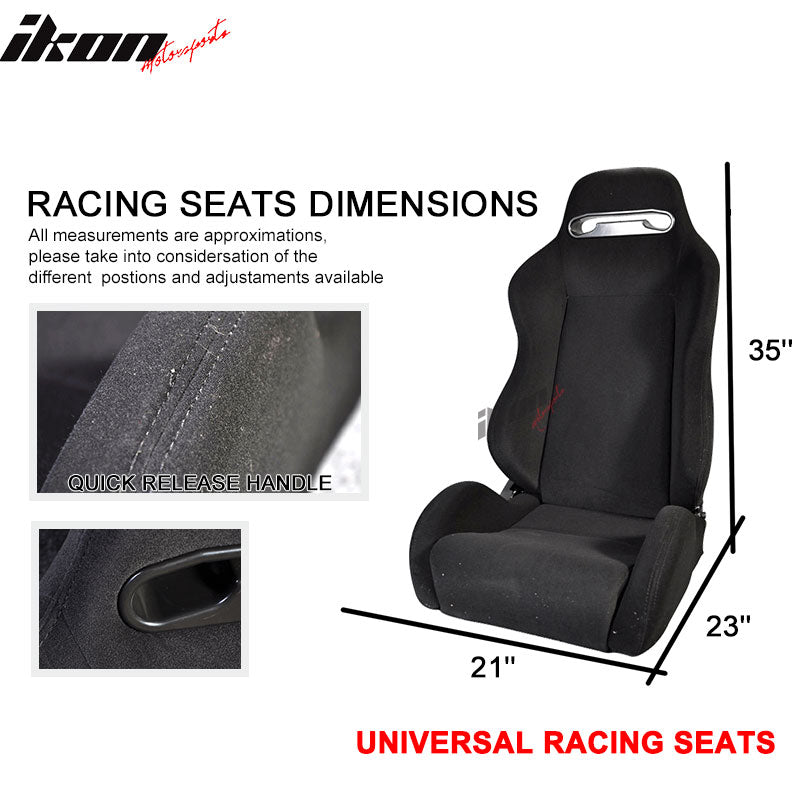 Universal Rco Cloth All Black Racing Seats(Pair)