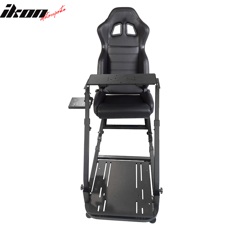 Racing Simulator Steering Wheel Stand Compatible with Logitech G29 Thrustmaster W/ Adjustable Black PVC Racing Seat