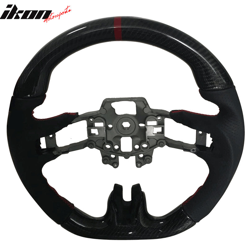 Fits 15-17 Ford  Mustang V4 Style Steering Wheel Matte Carbon Fiber W/Leather