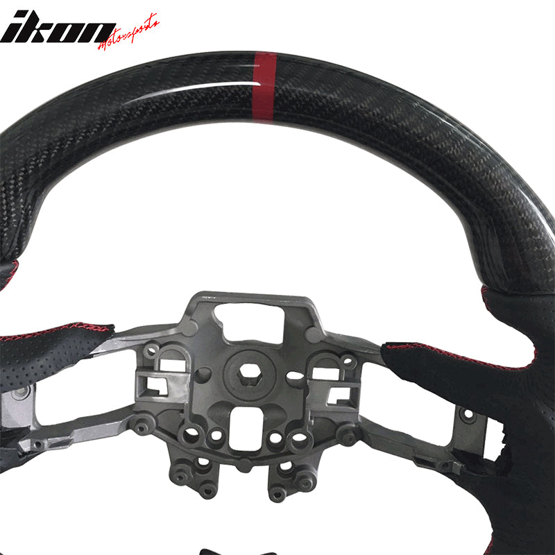 Fits 15-17 Ford  Mustang V4 Style Steering Wheel Matte Carbon Fiber W/Leather