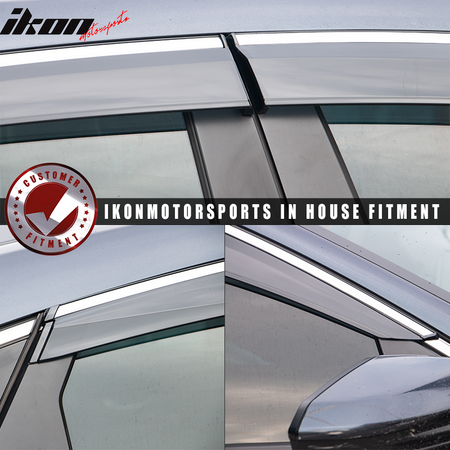 Fits 16-21 Honda Civic Sedan PC 4PCS Window Visors Vnet Sun Shade W/ Chrome Trim