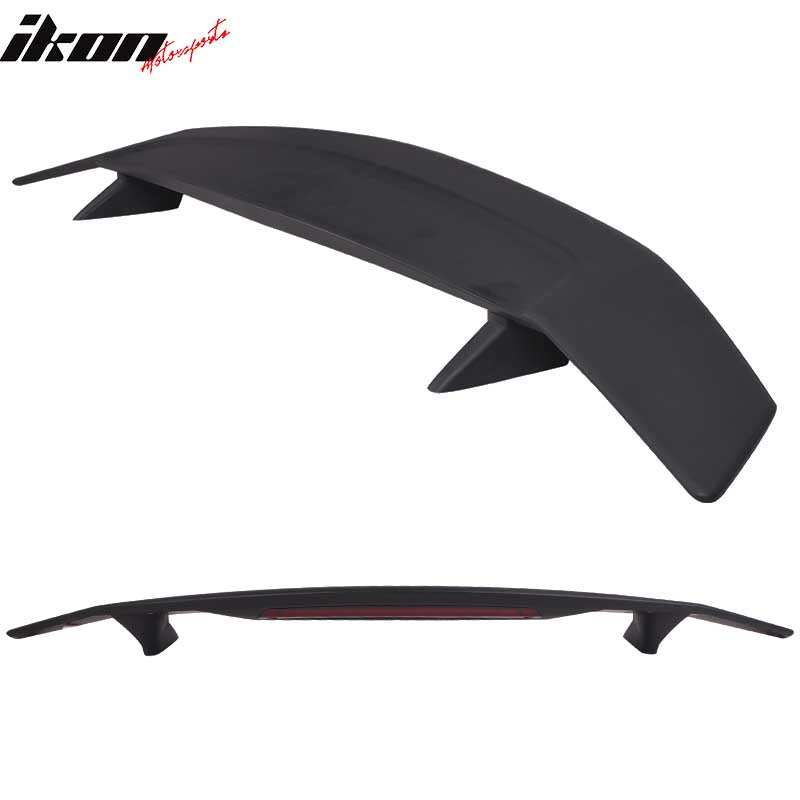 Fits 16-20 Honda Civic Coupe Rear Trunk Spoiler Wing W/LED Light ABS Matte Black
