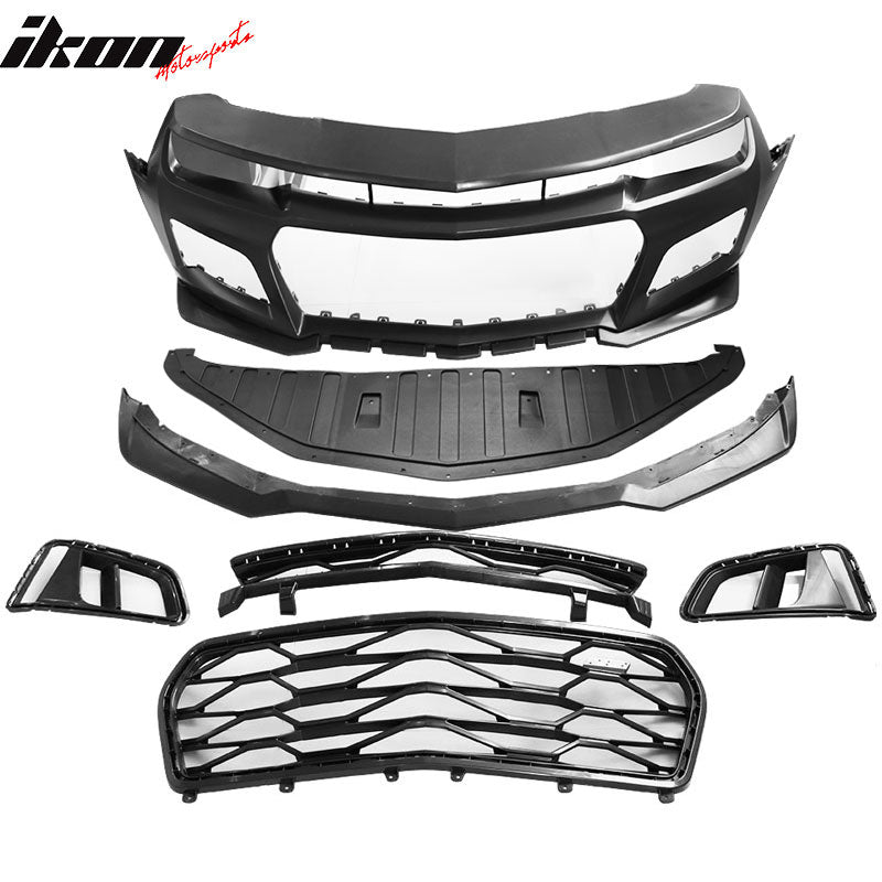 Fits 14-15 Chevy Camaro ZL1 Style Front Bumper Cover w/ 6th Gen Style Headlights