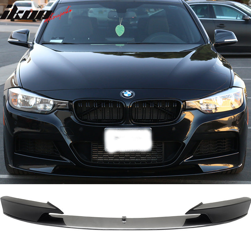 PAINTED BLACK FRONT BUMPER BODY LIP FIT 12-18 BMW F30 3-SERIES M-TECH  M-SPORT