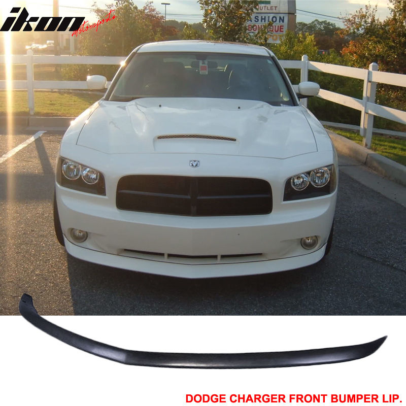Compatible With 2006-2010 Dodge Charger Front Bumper Lip + Rear Auto Spoiler