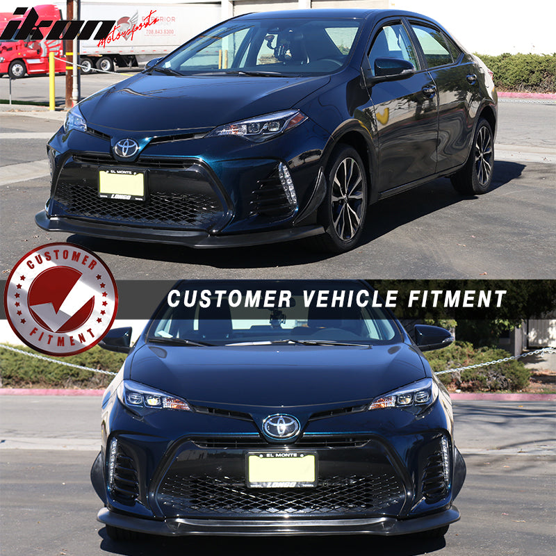 Front Bumper Lip Compatible With 2017-2019 Toyota Corolla, Black PU Front Lip Finisher Under Chin Spoiler by IKON MOTORSPORTS