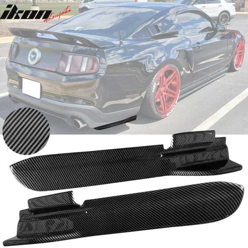 IKON MOTORSPORTS, Rear Aprons Compatible With 2010-2014 Ford Mustang, LS Style PP Rear Bumper Lip Diffuser Canards Winglet Pair