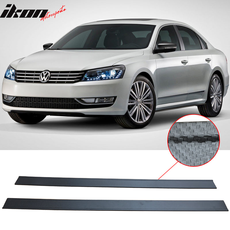Compatible With 2013 VW Passat Carbon Fiber Texture Side Skirts Extension  Flat Bottom Line Lip – Ikon Motorsports