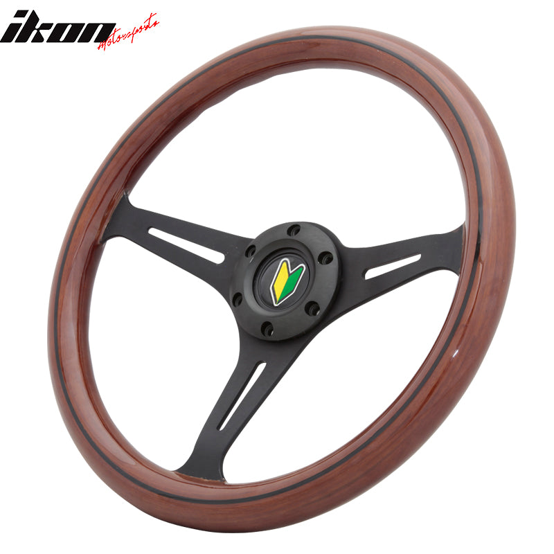 Wood Grain 6-Bolt Wooden Steering Wheel 350MM Trim Horn Button