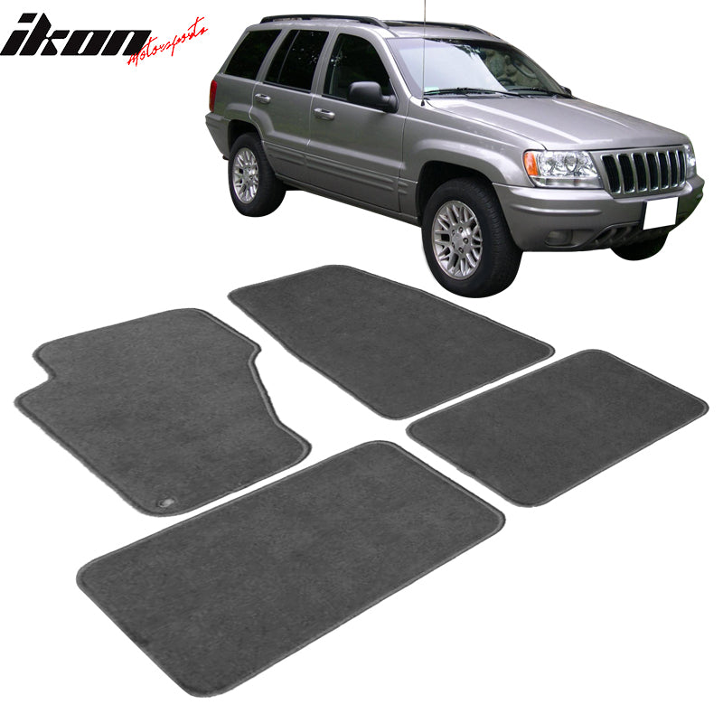 Car Floor Mat for 1999-2004 Jeep Grand Cherokee Gray Carpet 4PC Nylon