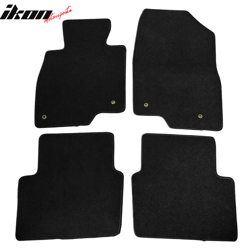 Floor Mats Compatible With 2014-2018 Mazda 3, Factory Fitment Floor Mats Carpet Front & Rear Black 4PC Nylon by IKON MOTORSPORTS, 2015 2016 2017