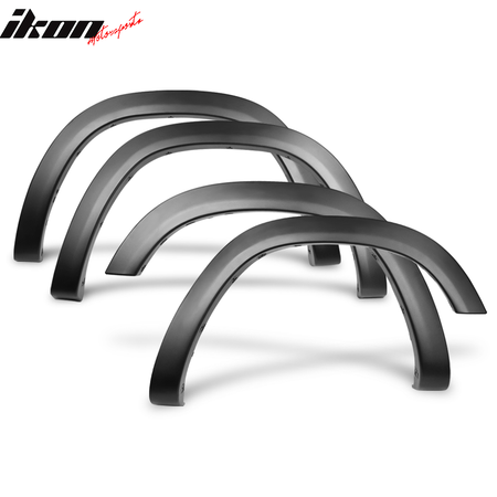 IKON MOTORSPORTS, Fender Flares Compatible With 2019-2024 Dodge Ram 1500, Factory V2 Style 4PC Textured Black PP Truck Wheel Cover Protector