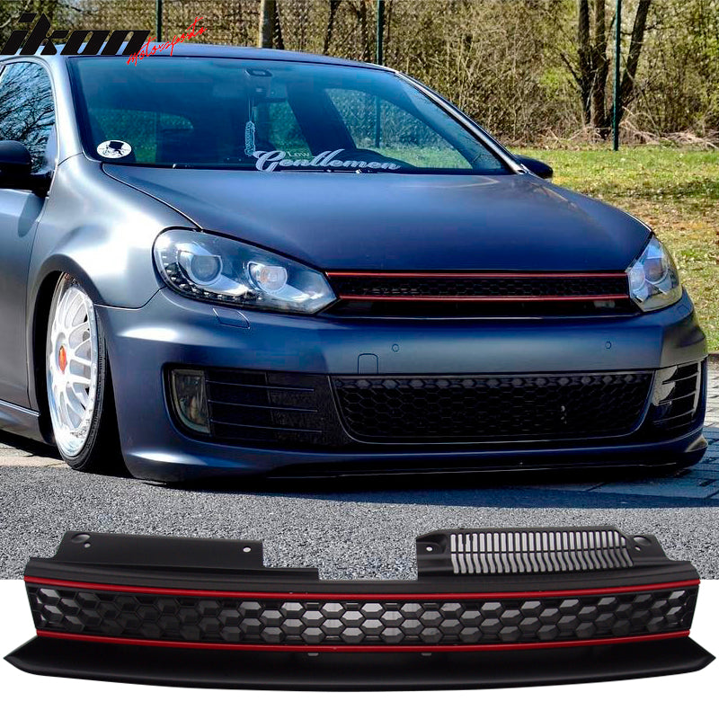 Grille Compatible With 2010-2014 Volkswagen Golf 6 MK6, GTI Style ABS  Plastic Black W & Red Trim Front Bumper Grill Hood Mesh by IKON  MOTORSPORTS, 2011 2012 2013 – Ikon Motorsports