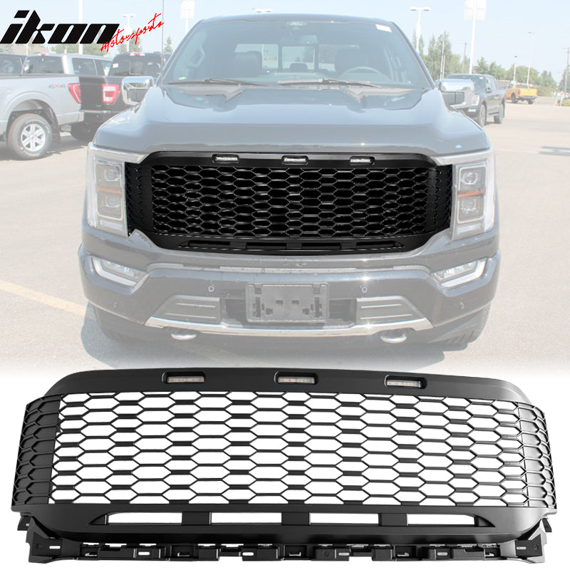 IKON MOTORSPORTS, Front Grille Compatible With 2021-2023 Ford F