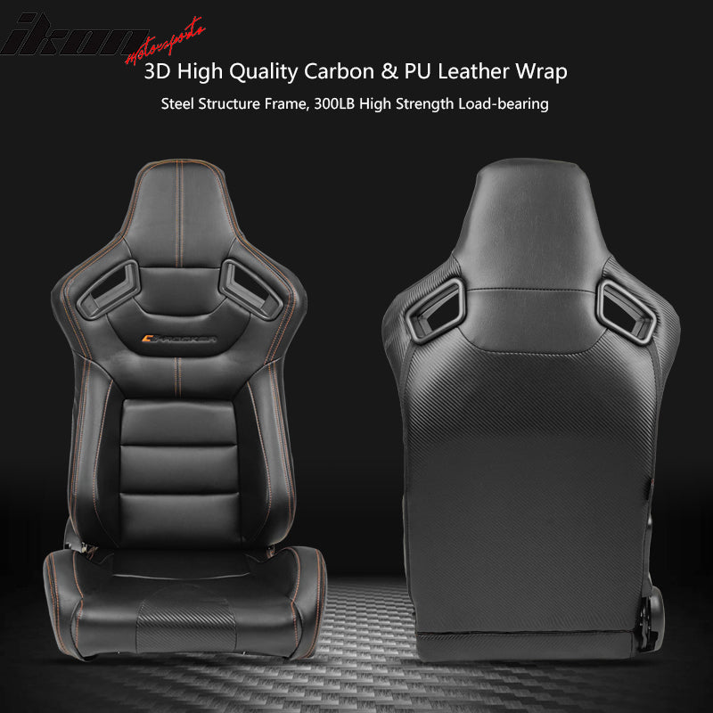 Universal Left Driver Side Reclinable Racing Seats + Dual Sliders