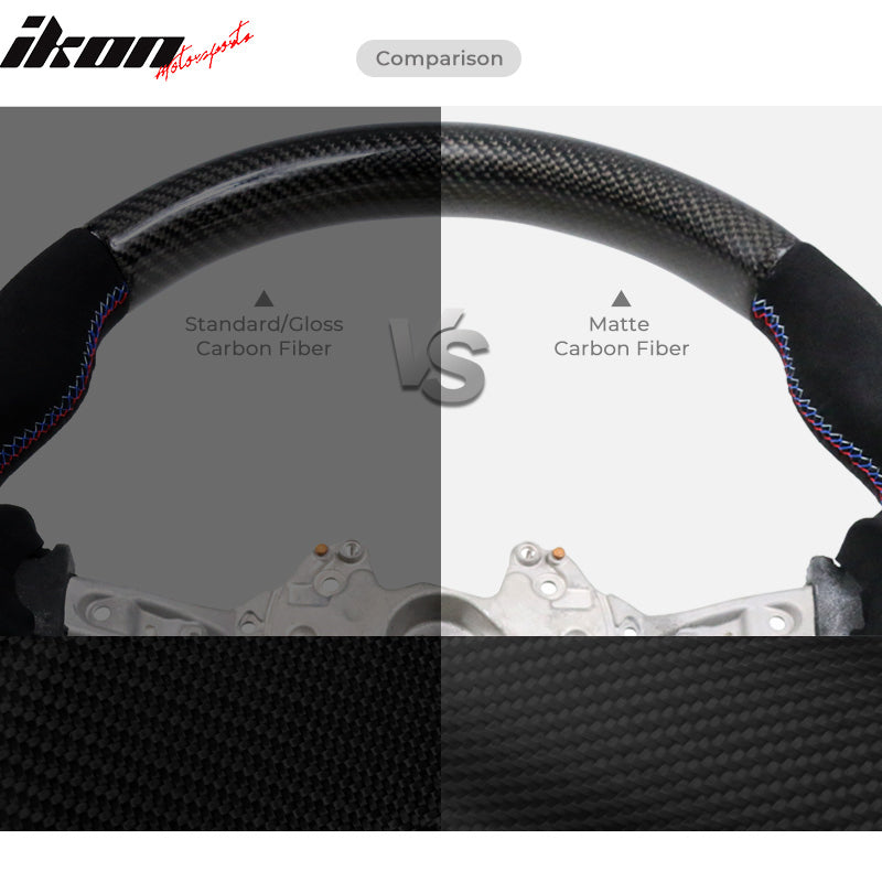 Fits 15-21 Subaru WRX STI Steering Wheel Matte Carbon Fiber+Red Stitching W/Line