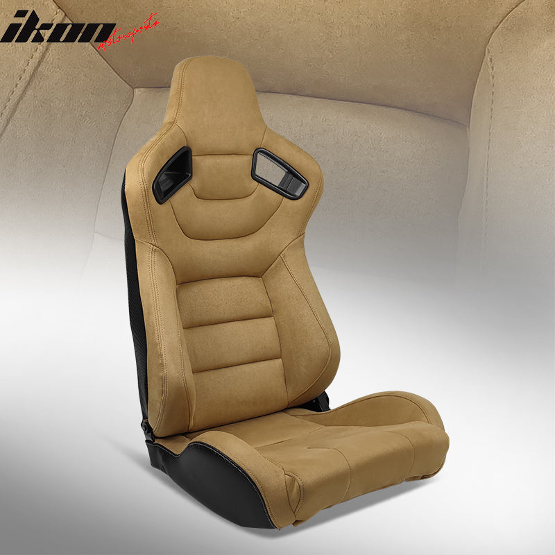 Universal Reclinable Racing Seat Dual Slider Left Brown Suede