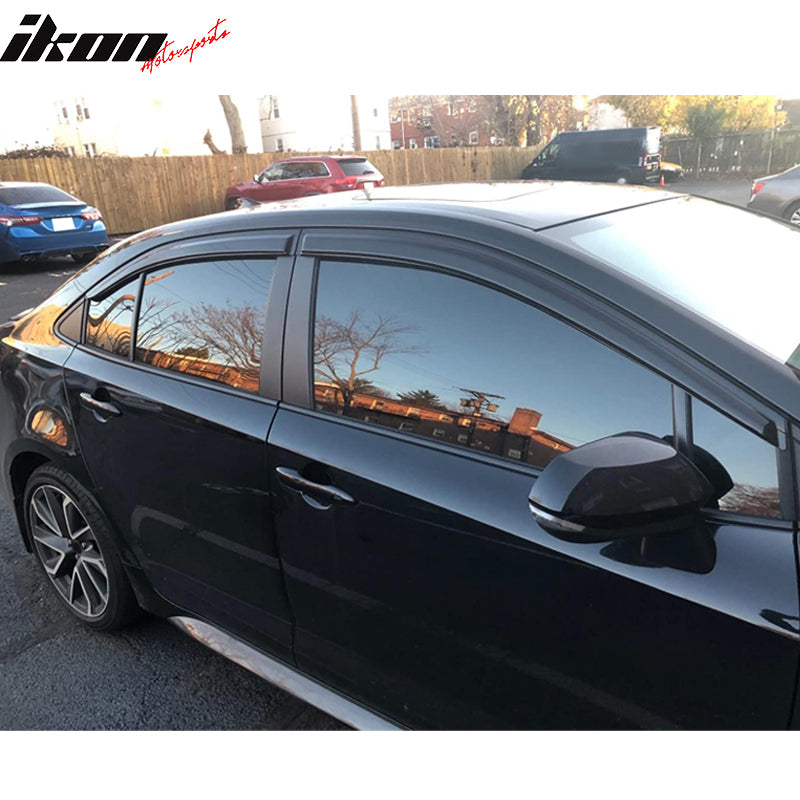 IKON MOTORSPORTS, Window Visor Compatible With 2020-2022 Toyota Corolla Sedan Vent Sun Shade Rain Guards Side Window Deflectors