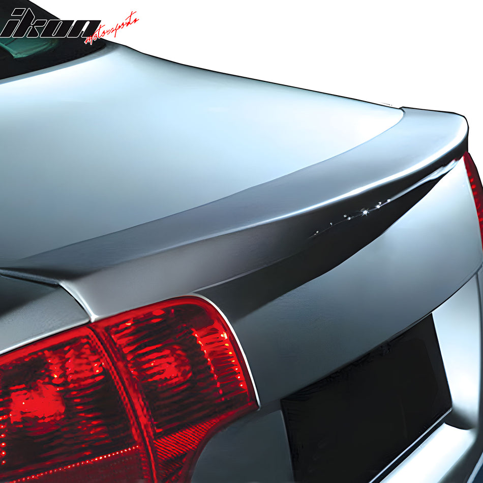 IKON MOTORSPORTS, Trunk Spoiler Compatible with 2009-2012 Audi A4, Factory Mount Style Unpainted Fiberglass Rear Trunk Lid Spoiler Wing Lip