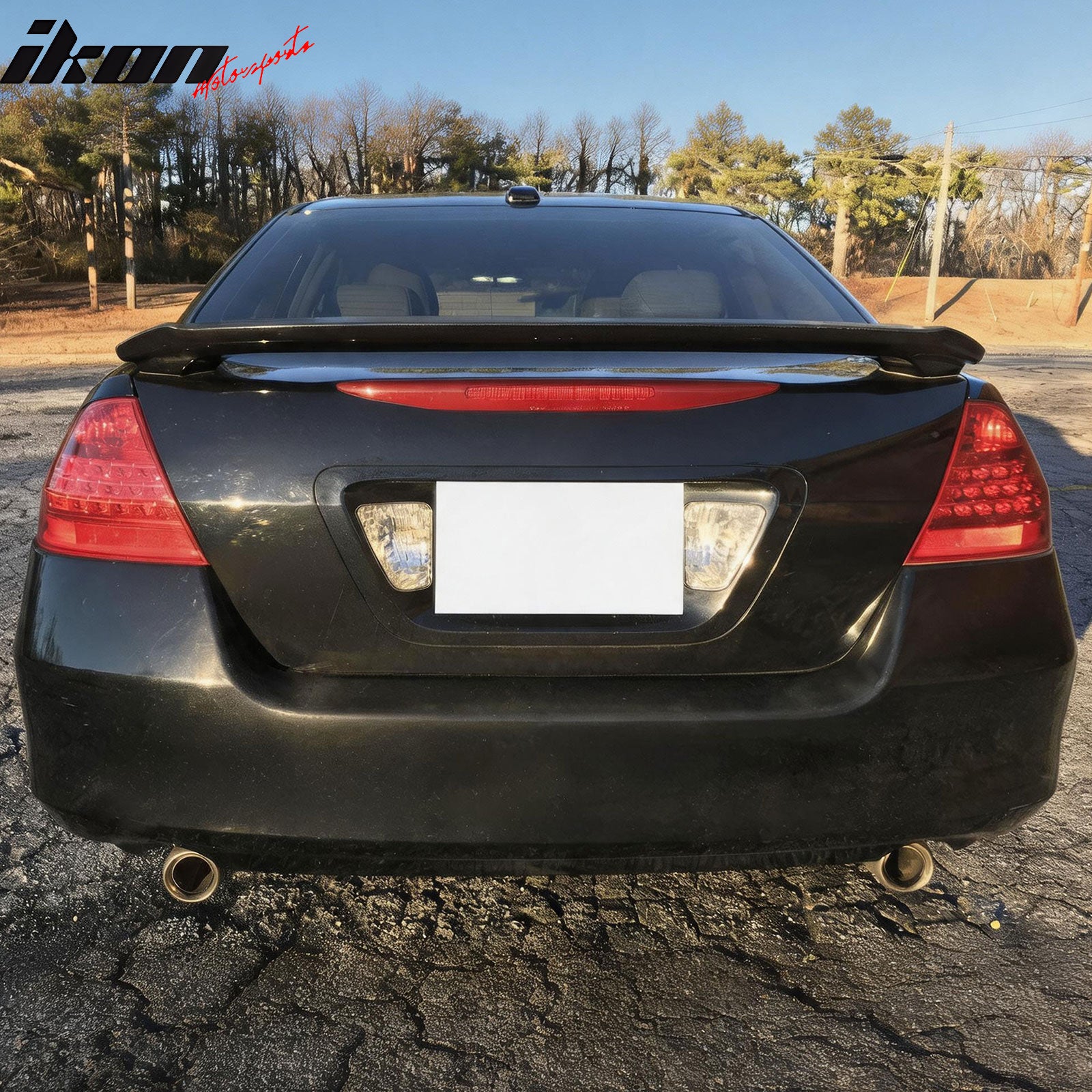 IKON MOTORSPORTS, Trunk Spoiler Compatible with 2006-2007 Honda Accord 4-Door, OEM Factory Style Gray Primer ABS Rear Trunk Lid Spoiler Wing Lip