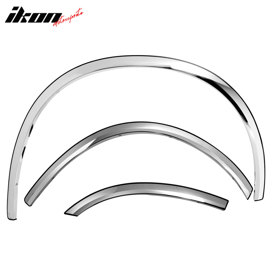 IKON MOTORSPORTS, Fender Flare Trim Compatible With 2011-2020 Dodge Charger, Stainless Steel Mirror Finish Wheel Arch Cover Guard Protector Replacement Set