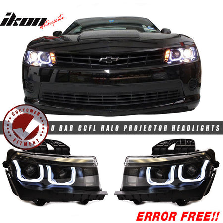 Fits 10-13 Camaro ZL1 Style Front Bumper Cover Conversion Black Headlights DRL