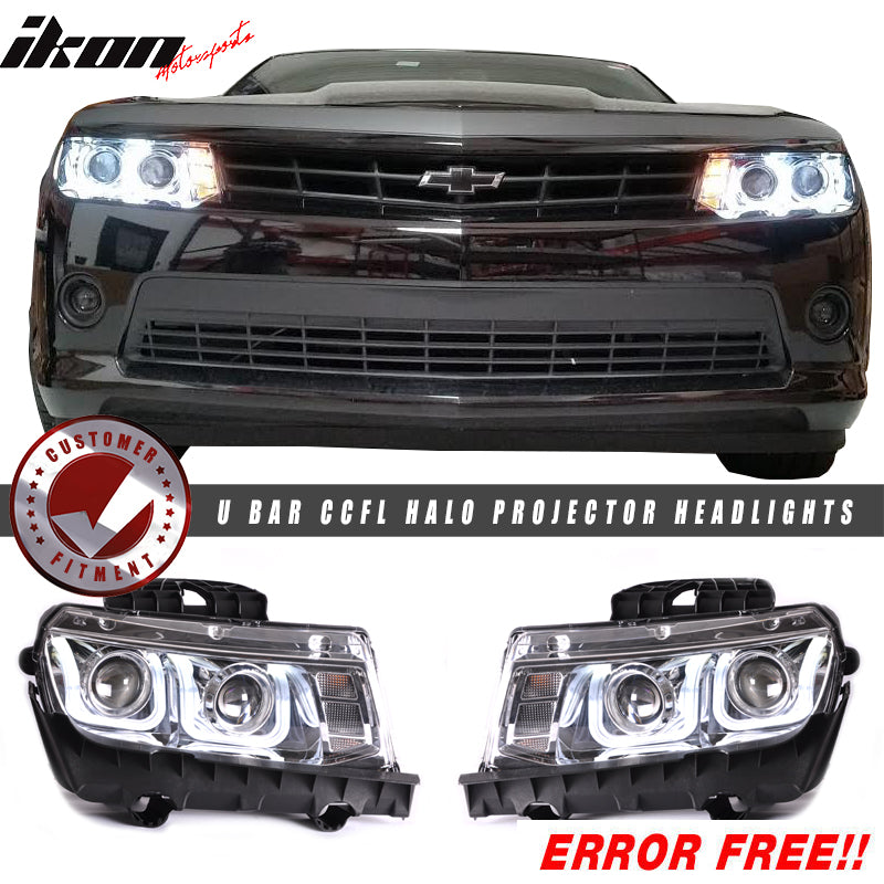 Fit 14-15 Chevy Camaro ZL1 Style Front Bumper Cover Chrome Headlight Fog Lights