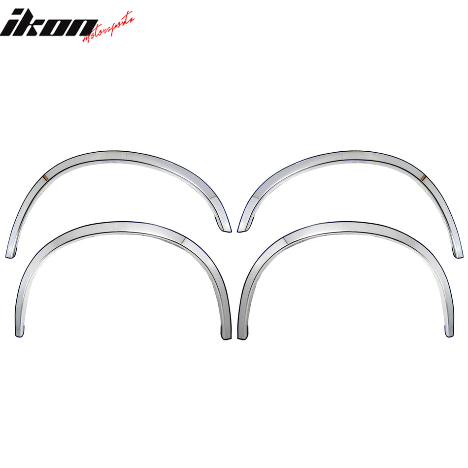 IKON MOTORSPORTS, Fender Flares Compatible With 2008-2010 Ford F-250 & F-350 Super Duty, Mirror Finish Stainless Steel Fender Flares Wheel Cover Protector Bodykits