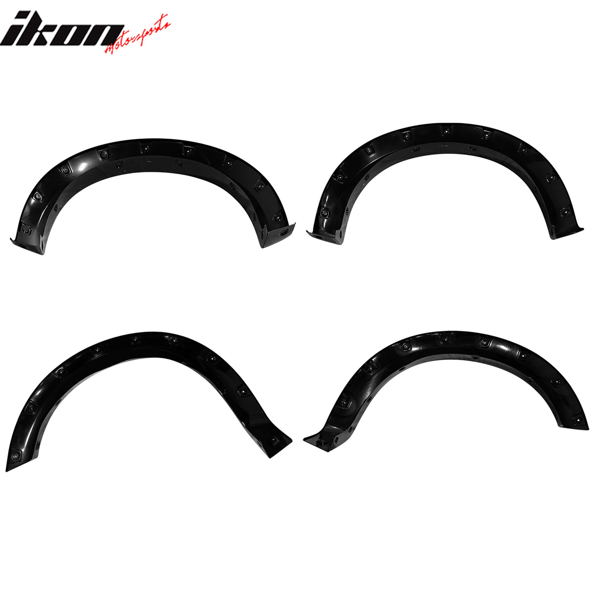 IKON MOTORSPORTS Fender Flares Compatible with 2009-2014 Ford F150 SVT Raptor, Rivet/Bolt Style ABS Smooth Wheel Flare Cover Protector Set, 4 Pcs, Front & Rear