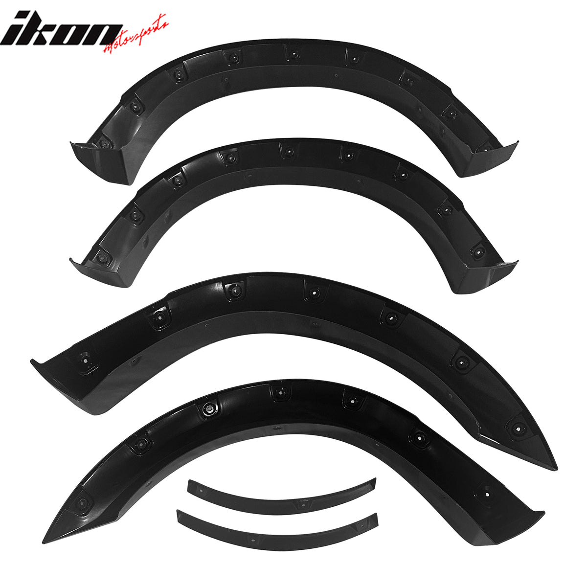 IKON MOTORSPORTS Fender Flares Compatible with 1998-2011 Ford Ranger XL/XLT, Super Pocket Rivet Bolt Style ABS Smooth Wheel Flare Cover Protector Set, 4 Pcs, Front & Rear