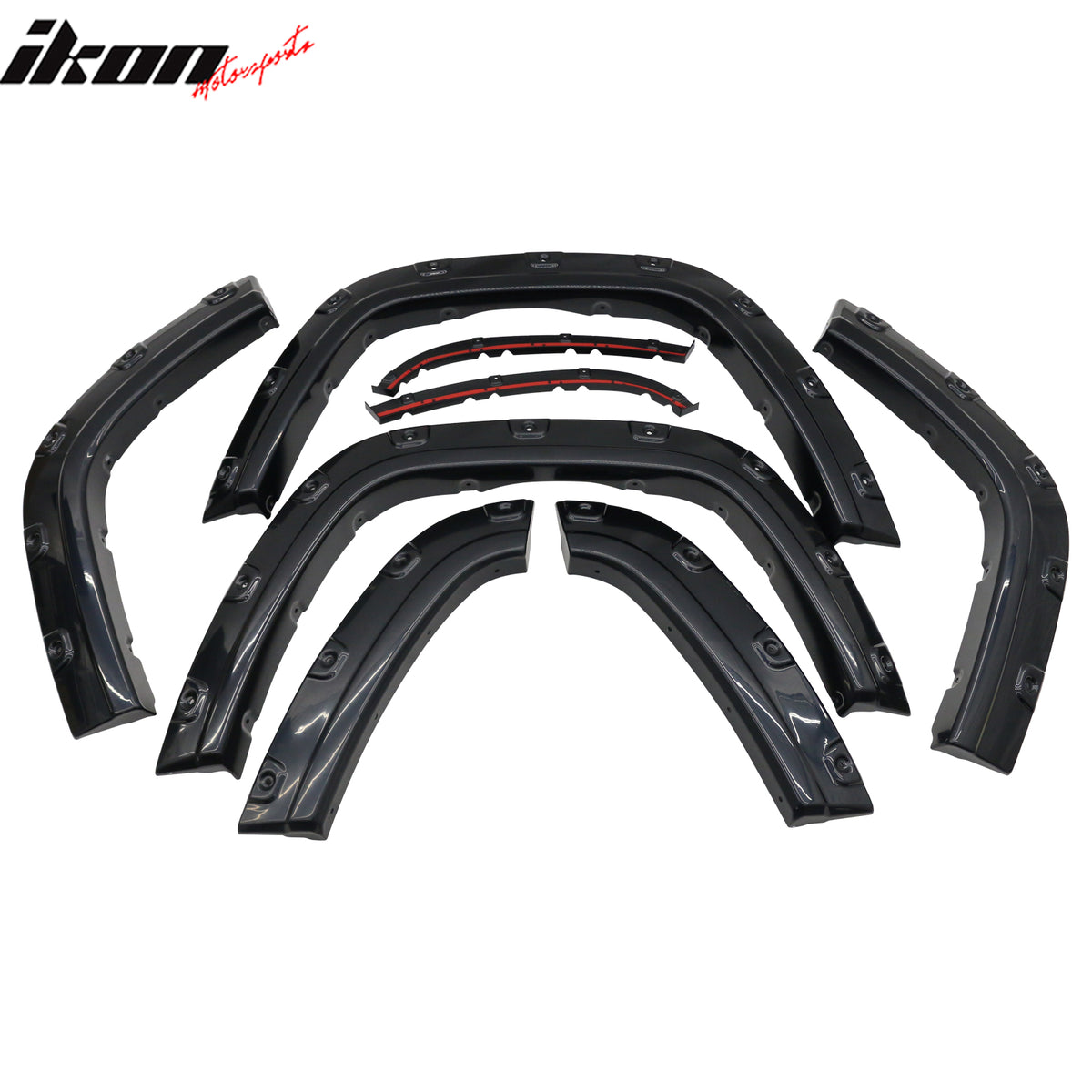 IKON MOTORSPORTS Fender Flares Compatible with 2011-2016 Jeep Grand Cherokee WK2, Rivet/Bolt Style ABS Smooth Wheel Flare Cover Protector Set, 6Pcs, Front & Rear