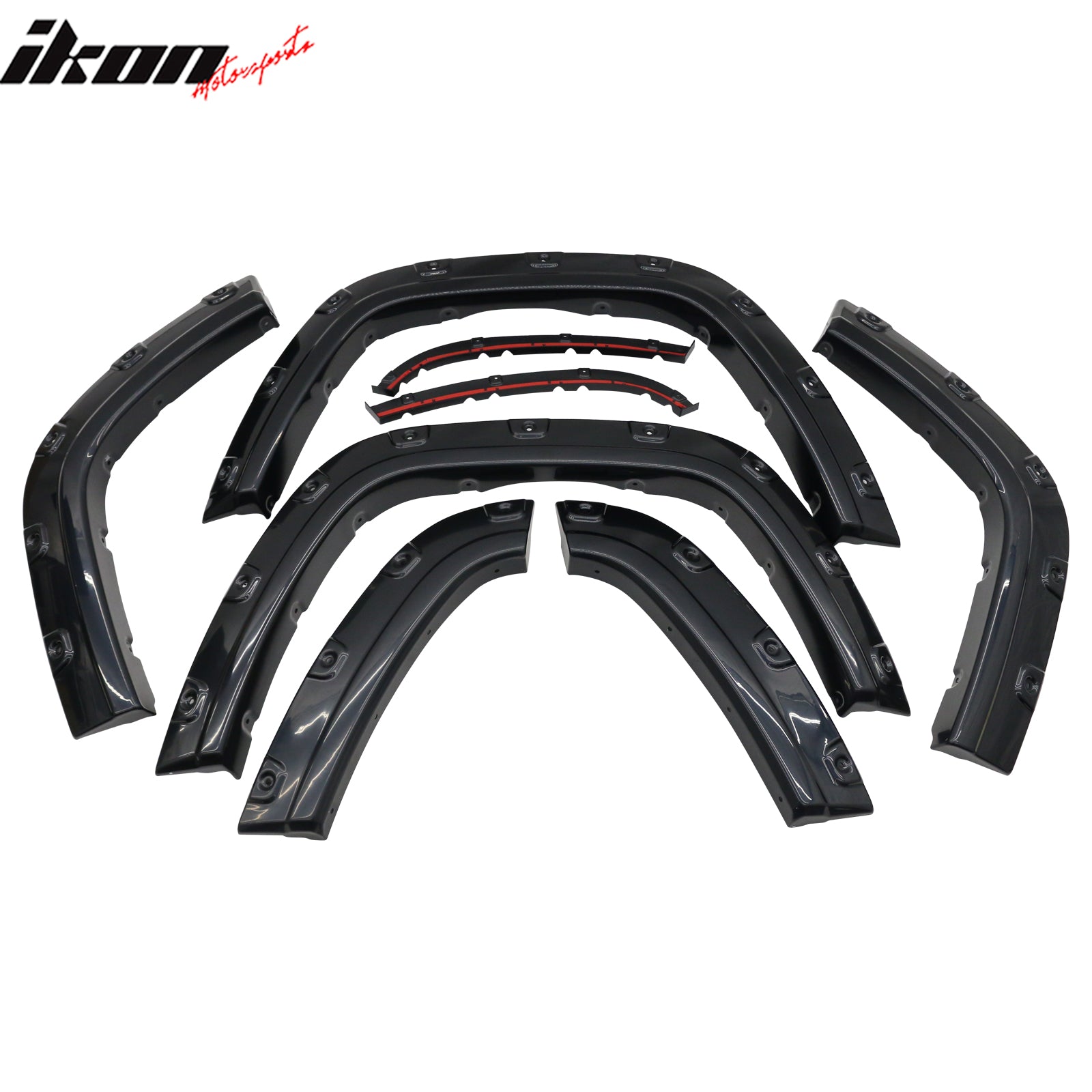 IKON MOTORSPORTS Fender Flares Compatible with 2011-2016 Jeep Grand Cherokee WK2, Rivet/Bolt Style ABS Smooth Wheel Flare Cover Protector Set, 6Pcs, Front & Rear