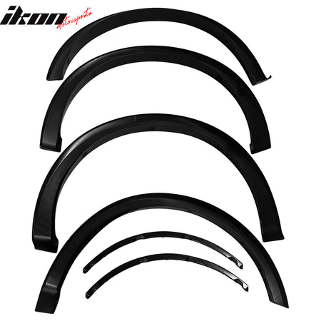 IKON MOTORSPORTS Fender Flares Compatible with 2021-2024 Ford F-150 (Excluded Raptor & Lightning), PP Polypropylene Black Wheel Flare Cover Protector Set, 4 Pcs, Front & Rear