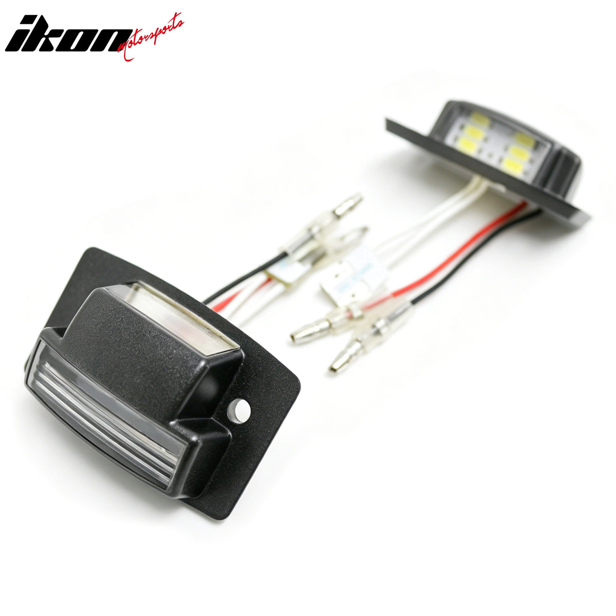 IKON MOTORSPORTS License Plate Lights, Compatible with 1994-2001 Dodge Ram 1500 1994-2002 Ram 2500 3500, Black Housing White Full LED License Plate Lamps Taillight Assembly Replacement, 2PCS