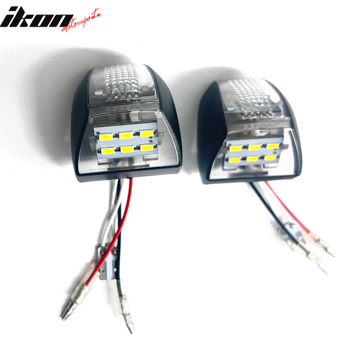 IKON MOTORSPORTS License Plate Lights, Compatible with 1999-2013 Chevrolet Silverado/GMC Sierra 1500, Black Housing White Red Full LED License Plate Lamps Taillight Assembly Replacement, 2PCS