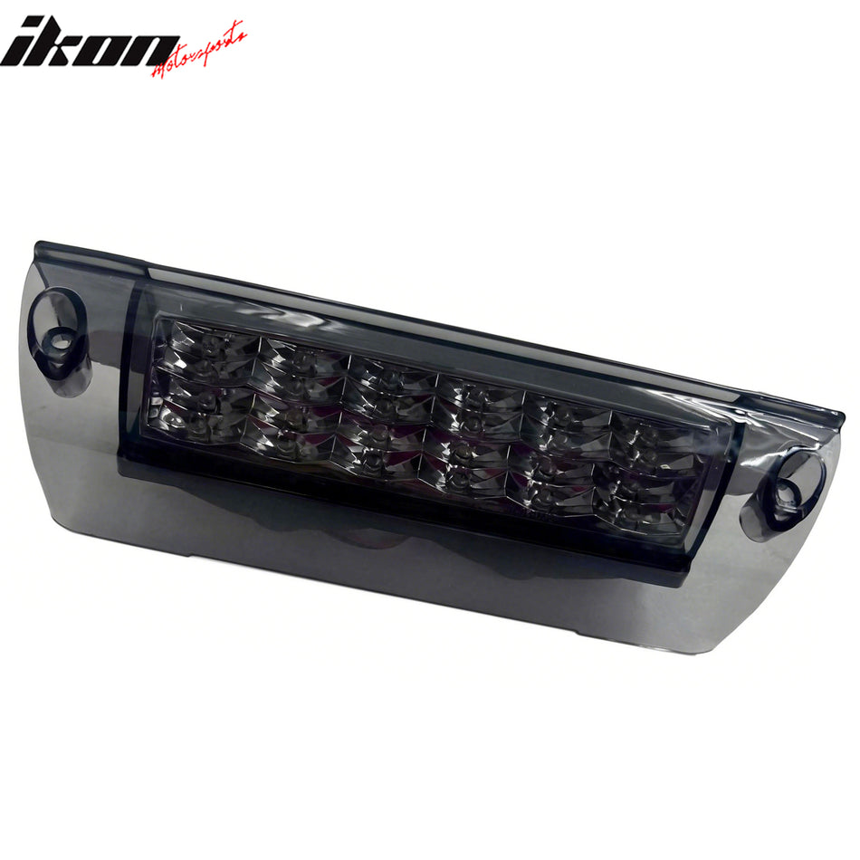 IKON MOTORSPORTS, LED 3rd Brake Light Compatible with 1993-2002 Pontiac Firebird, Smoke Housing& Lens Rear Parking Tail Lights Reverse Brake Lamps Replacement