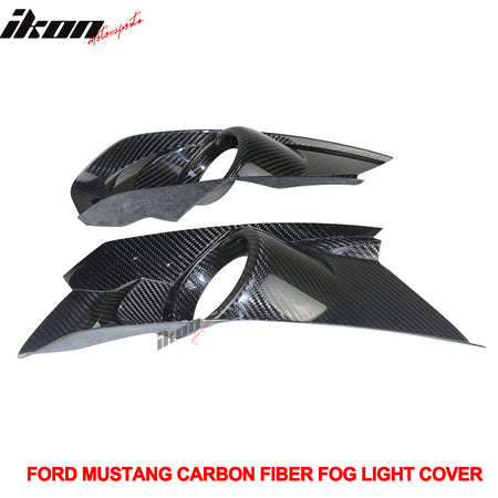 IKON MOTORSPORTS, Fog Light Cover Compatible With 2015-2017 Ford Mustang Coupe Except GT350, Matte Carbon Fiber Front Bumper Fog Light Guards Covers Pair, 2016