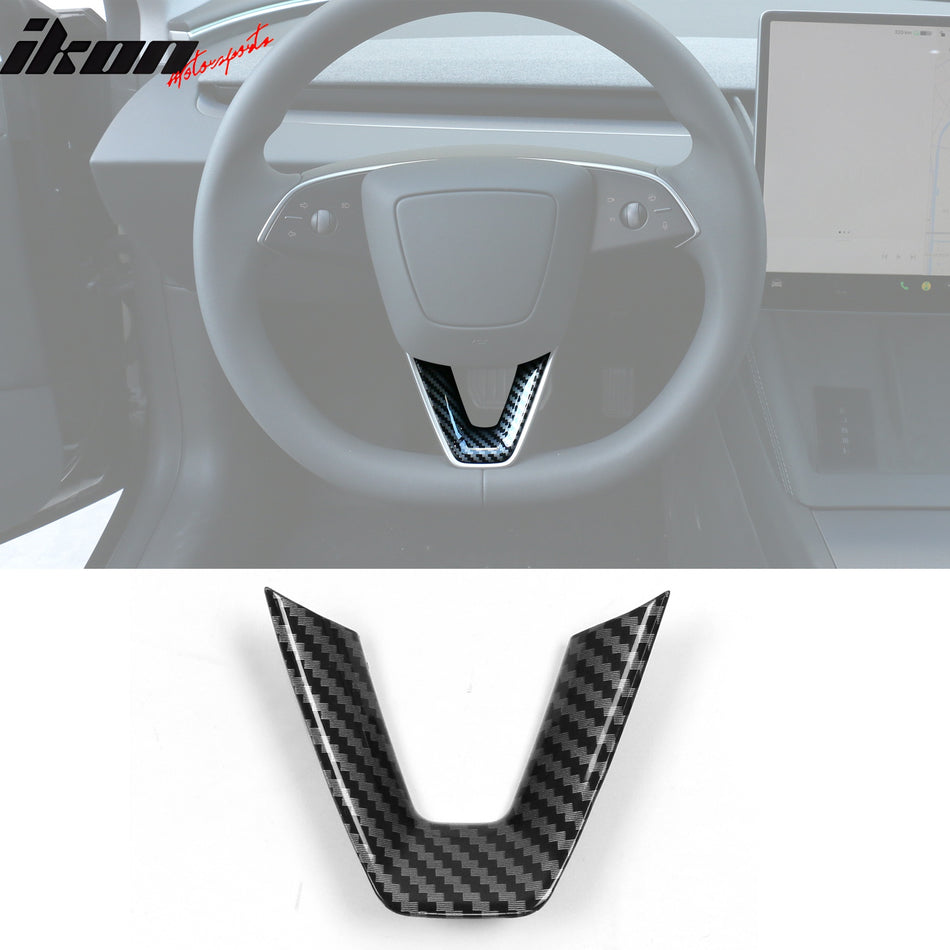 2024-2025 Tesla Model 3 Carbon Fiber Print Steering Wheel Panel Trim