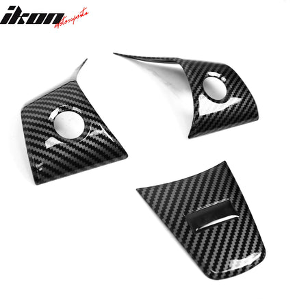 IKON MOTORSPORTS, Steering Wheel Cover Trims Compatible With 2017-2023 Tesla Model 3 & 2020-2023 Model Y, ABS 3PCS