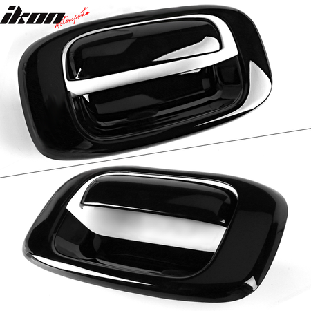 IKON MOTORSPORTS Tailgate Door Handle Cover Replace Compatible With 1999-2007 Chevy Silverado GMC Sierra 1500 2500 3500 HD GM1916102 ABS Plastic Black
