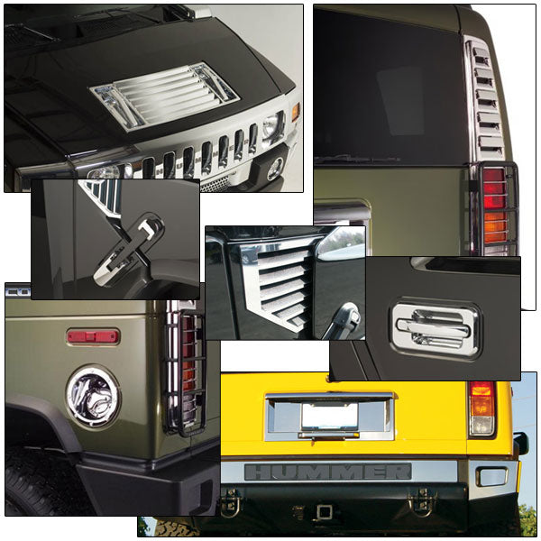 Compatible With 2003-2005 Hummer H2 Door Handle Chrome Exterior Gas Door Cover License Frame 36PCS