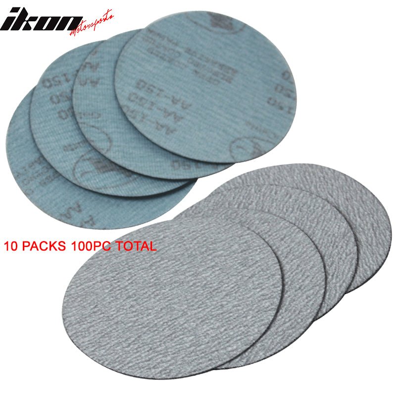 100PC 5in 127mm 150 Grit Auto Sanding Disc Sandpaper Sheets Sand PaperIkon Motorsports