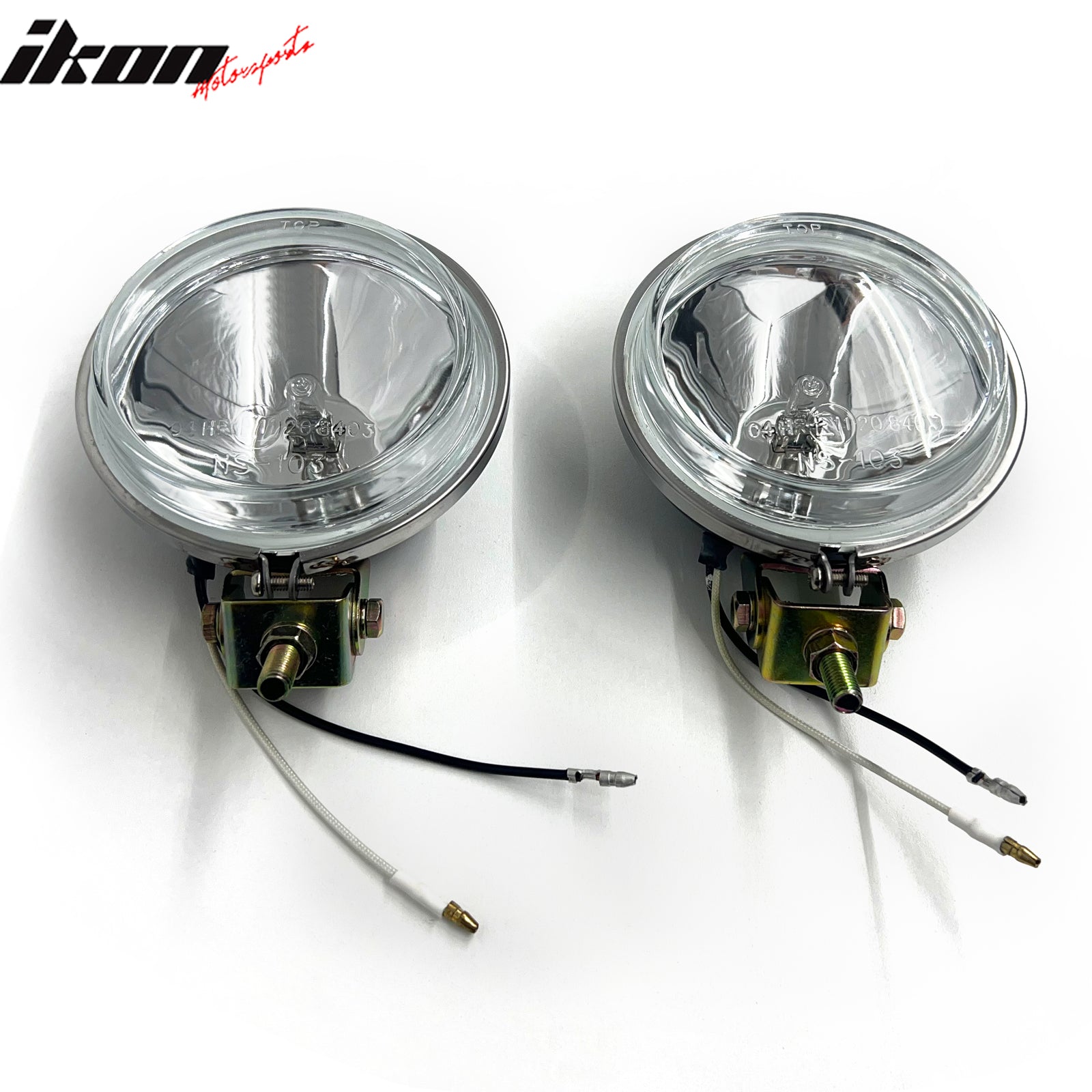 IKON MOTORSPORTS Fog Lights, Compatible with Universal, Chrome Housing Clear Lens Front Bumper Driving Fog Lamp with Harness, Pair