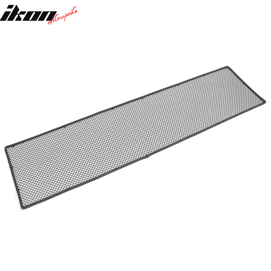 IKON MOTORSPORTS Front Bumper Grille, Universal Fitment, Black Stainless Steel 1'X4' Sheet 1/4in x 1/4in Holes Woven Mesh Lock Crimp Style Replacement Front Bumper Grill Assembly, 1Piece