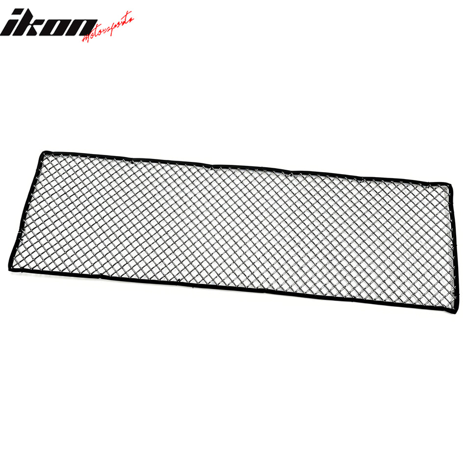 IKON MOTORSPORTS Universal Front Insert Grille Fits for Most Cars Front Bumper Hood Grille Woven Mesh Lock Crimp Style Stainless Steel Titanium Replacement 1PC 1'X3.3' Sheet; 1/2in x 1/2in Holes